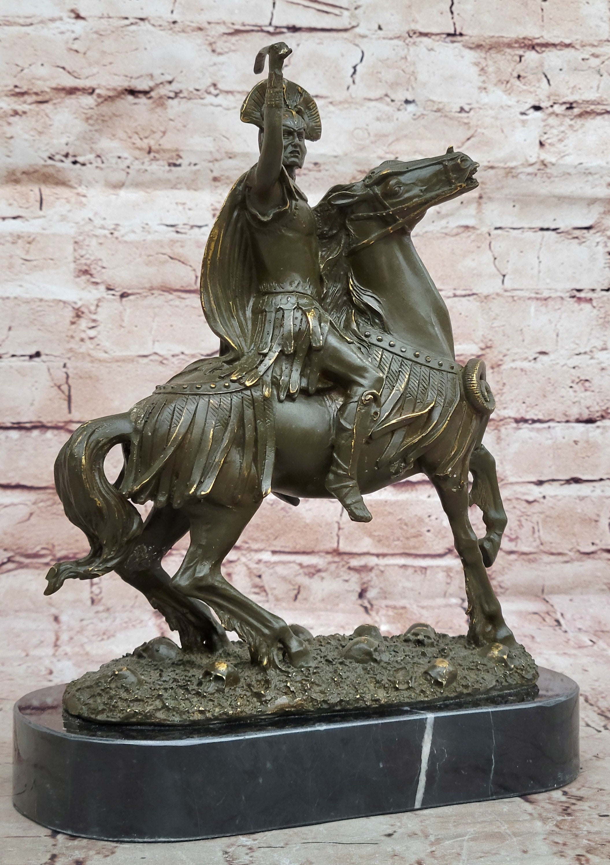 Roman Cavalry Centurion on Horseback - Bronze by Kamiko