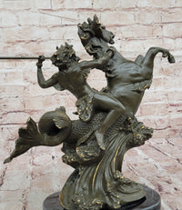Bronze Poseidon Sculpture – Greek Sea God on Hippocampus