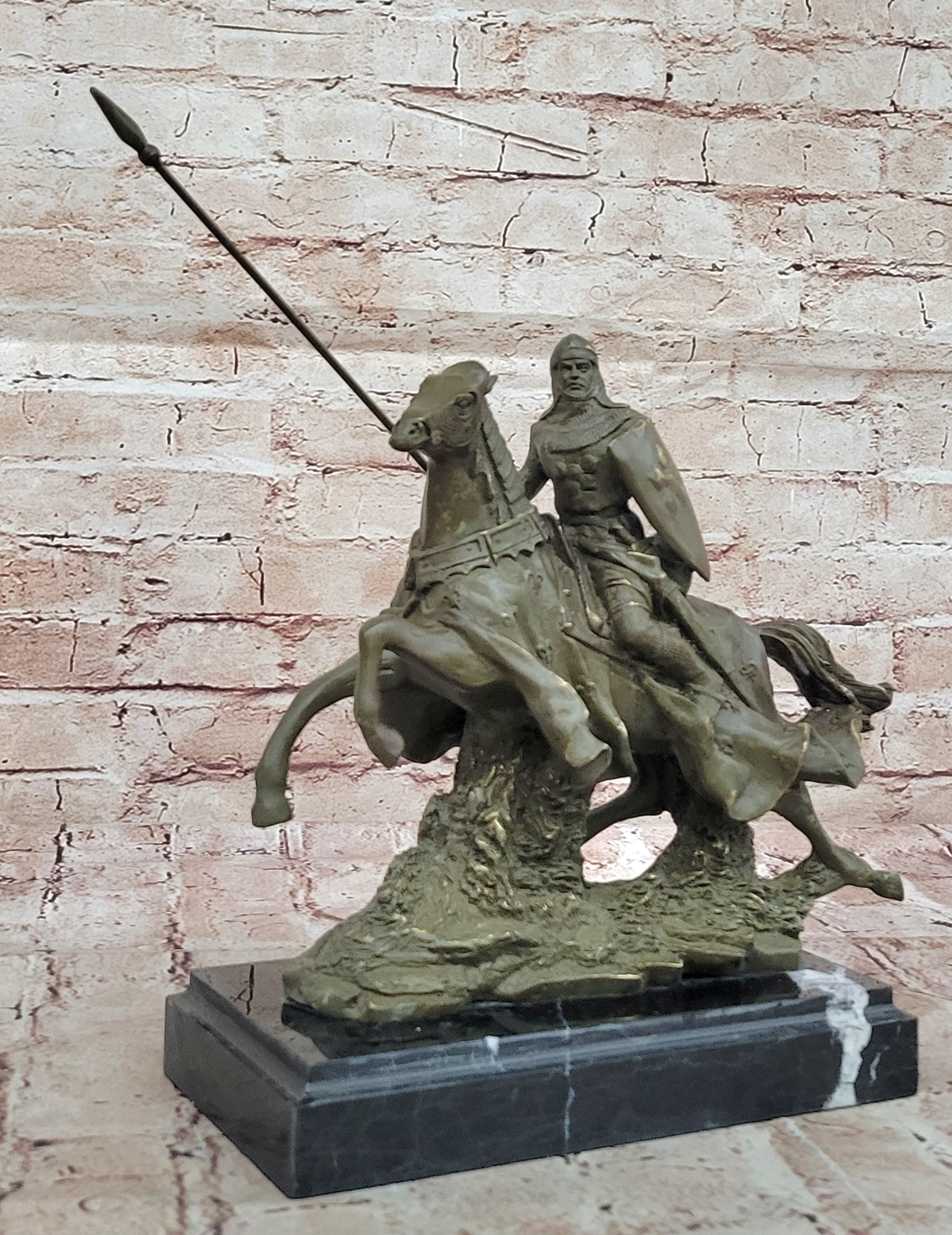 Medieval Knight on Horseback Bronze
