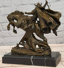 Bronze Medieval Warrior Riding Statue Vintage Sculpture Handcrafted Collectible