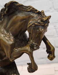 Bronze Medieval Warrior Riding Statue Vintage Sculpture Handcrafted Collectible