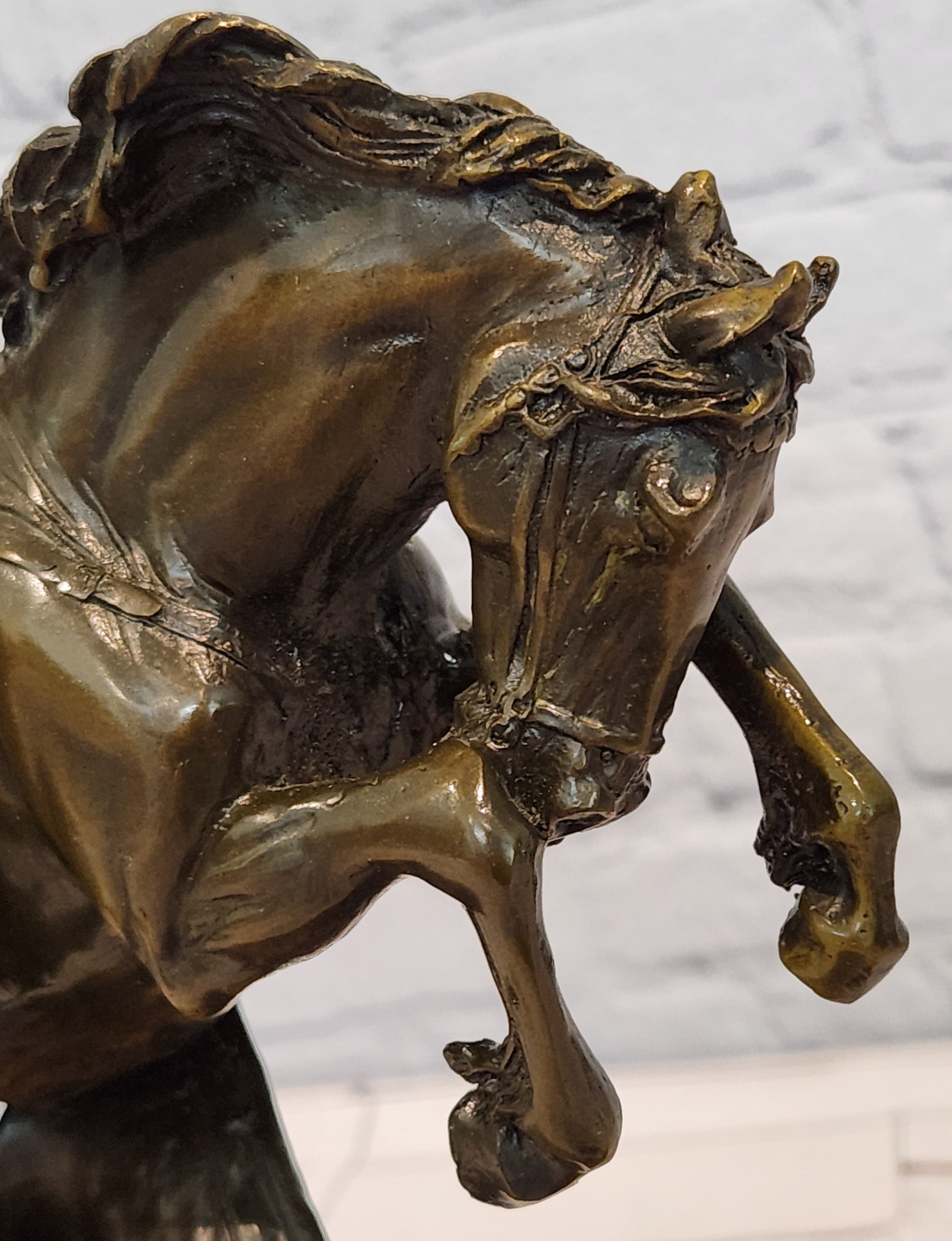 Bronze Medieval Warrior Riding Statue Vintage Sculpture Handcrafted Collectible
