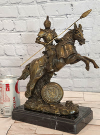 Signed Original Kamiko Knight on Horseback in a Leap Medieval Artwork Bronze Statue