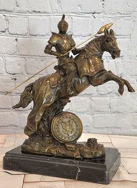 Signed Original Kamiko Knight on Horseback in a Leap Medieval Artwork Bronze Statue