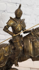 Signed Original Kamiko Knight on Horseback in a Leap Medieval Artwork Bronze Statue
