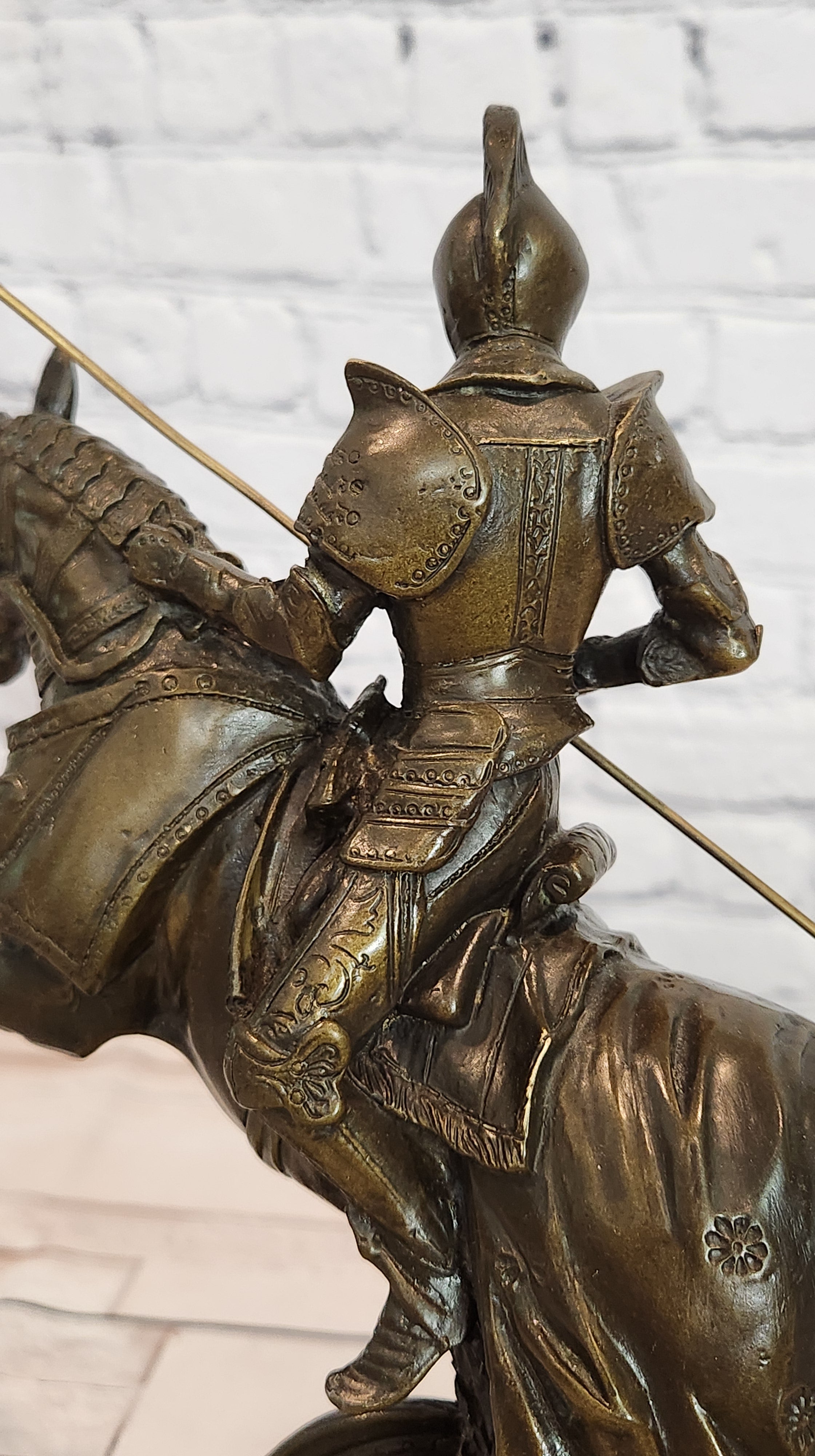 Signed Original Kamiko Knight on Horseback in a Leap Medieval Artwork Bronze Statue