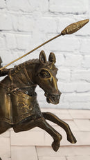 Signed Original Kamiko Knight on Horseback in a Leap Medieval Artwork Bronze Statue