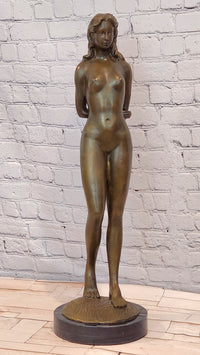 Extra Large M. Lopez Erotic Standing Woman Girl Bronze Sculpture Statue Sale