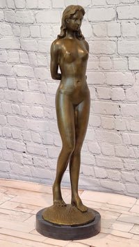 Extra Large M. Lopez Erotic Standing Woman Girl Bronze Sculpture Statue Sale