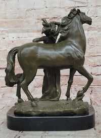 Art Nouveau Bronze Woman and Horse – Sculpture on Marble