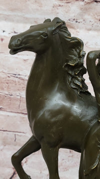 Art Nouveau Bronze Woman and Horse – Sculpture on Marble
