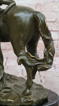 Art Nouveau Bronze Woman and Horse – Sculpture on Marble