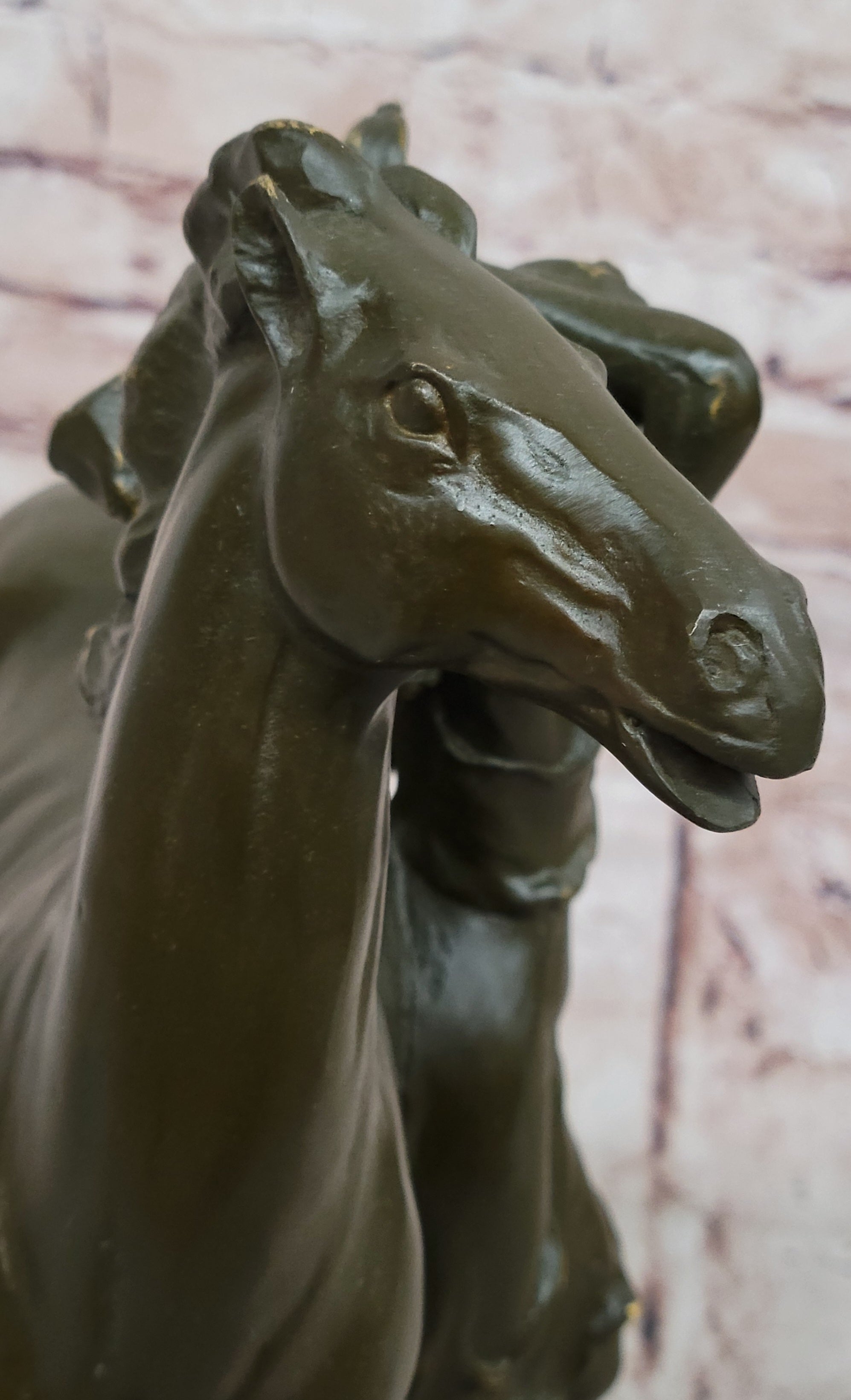 Art Nouveau Bronze Woman and Horse – Sculpture on Marble