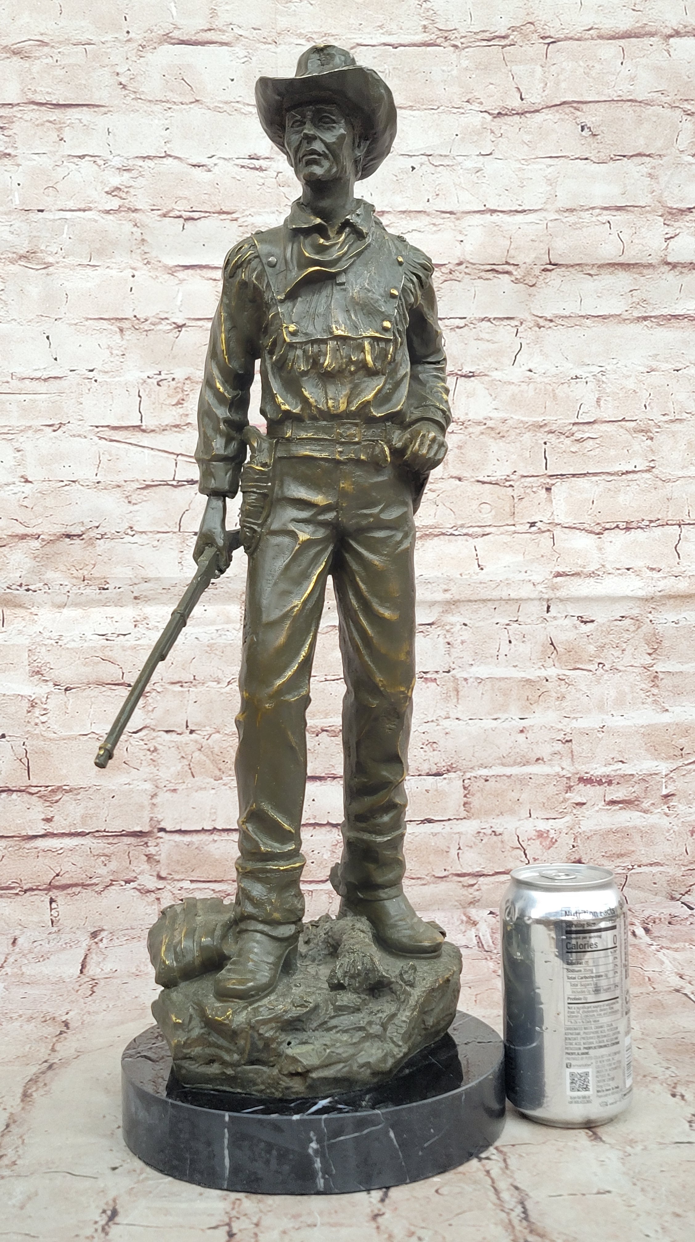 Bronze Cowboy with Rifle - Western Sculpture