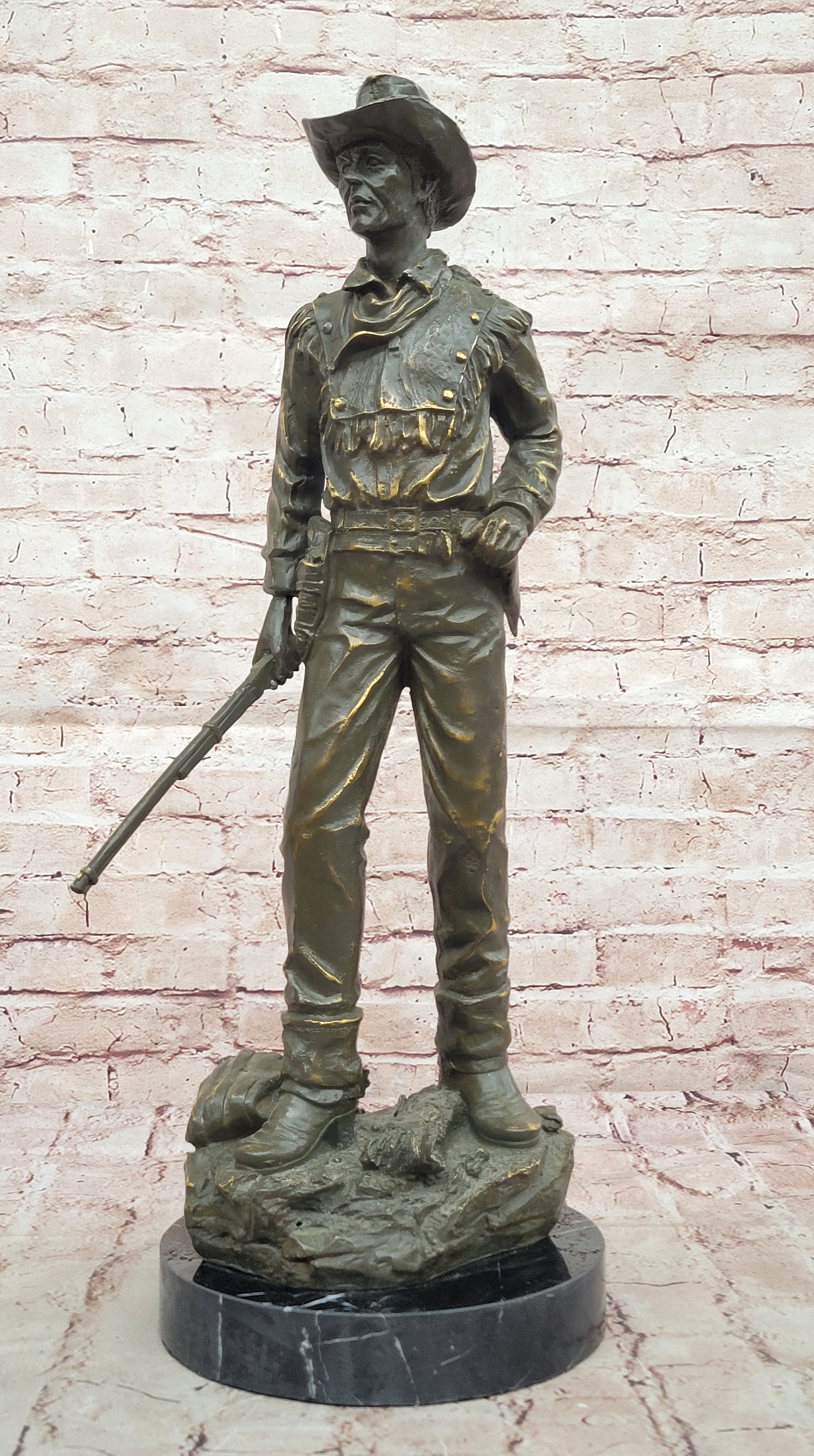 Bronze Cowboy with Rifle - Western Sculpture