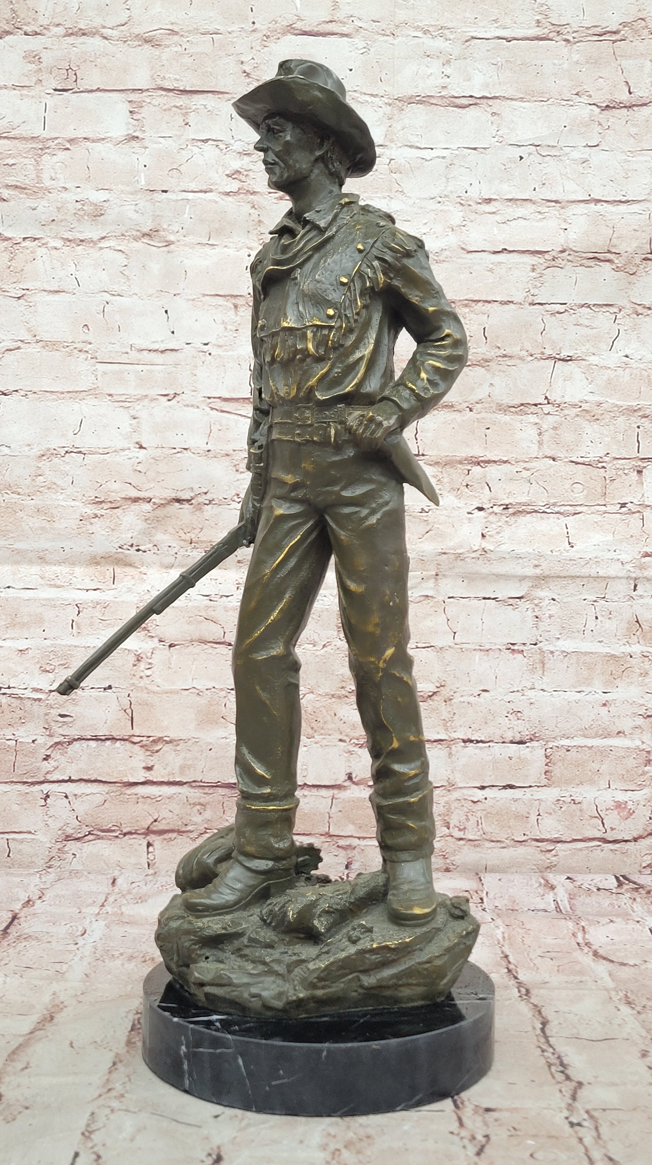 Bronze Cowboy with Rifle - Western Sculpture