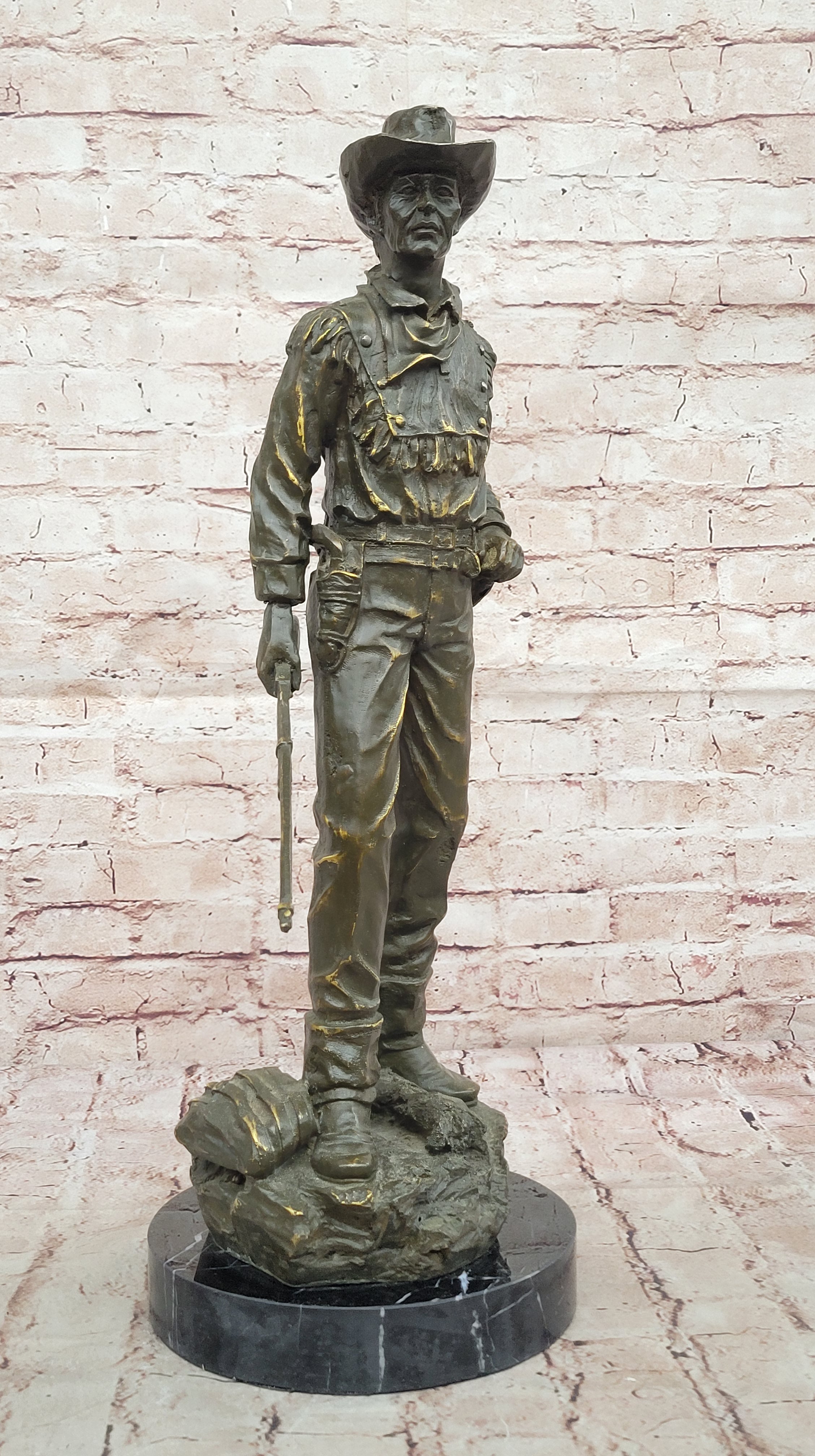 Bronze Cowboy with Rifle - Western Sculpture