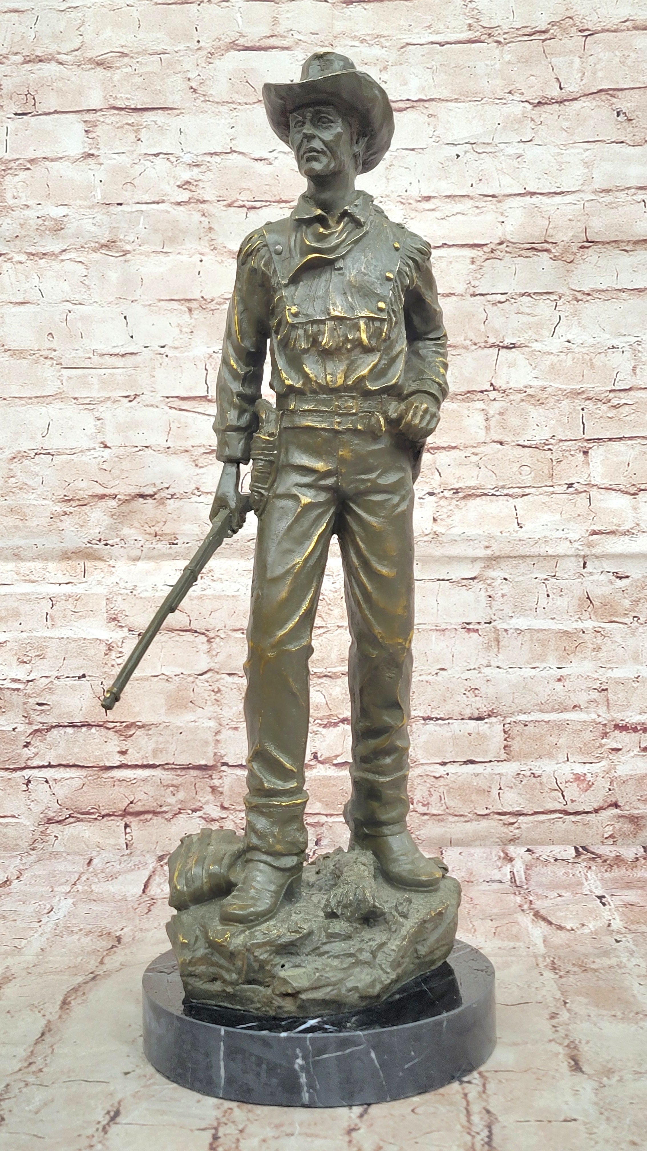 Bronze Cowboy with Rifle - Western Sculpture