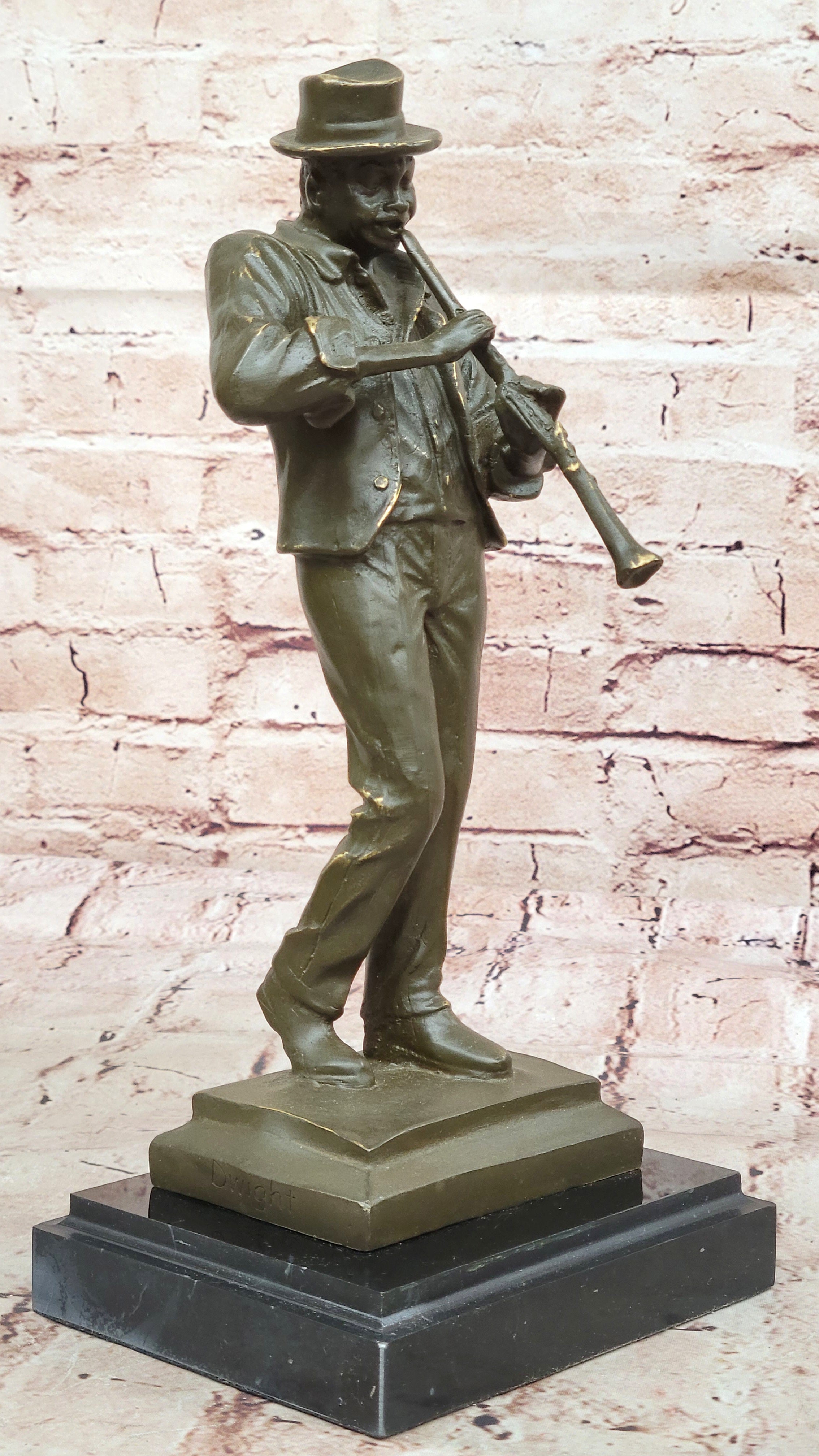Bronze Jazz Performer - Clarinet Player with Hat