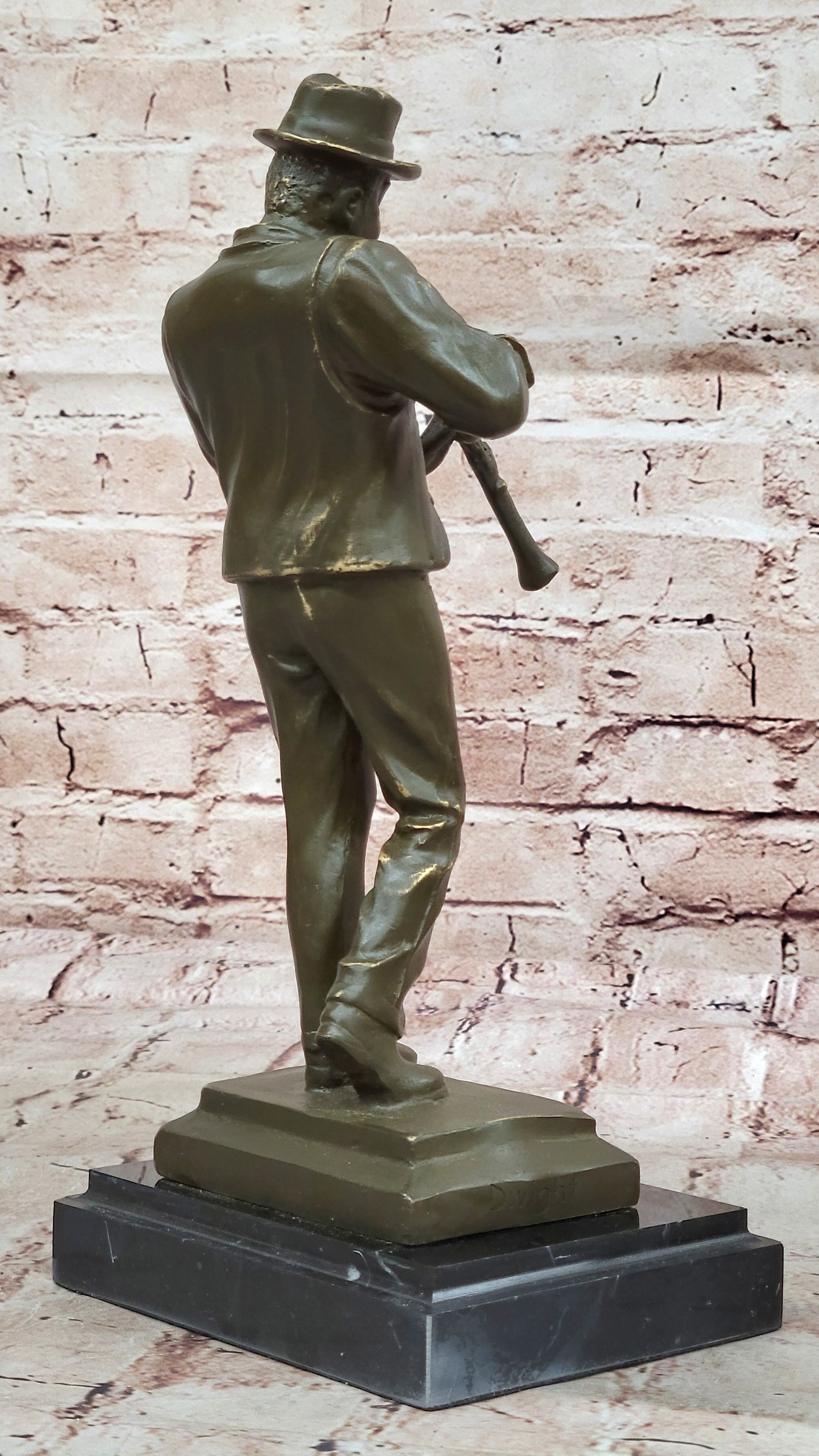 Bronze Jazz Performer - Clarinet Player with Hat