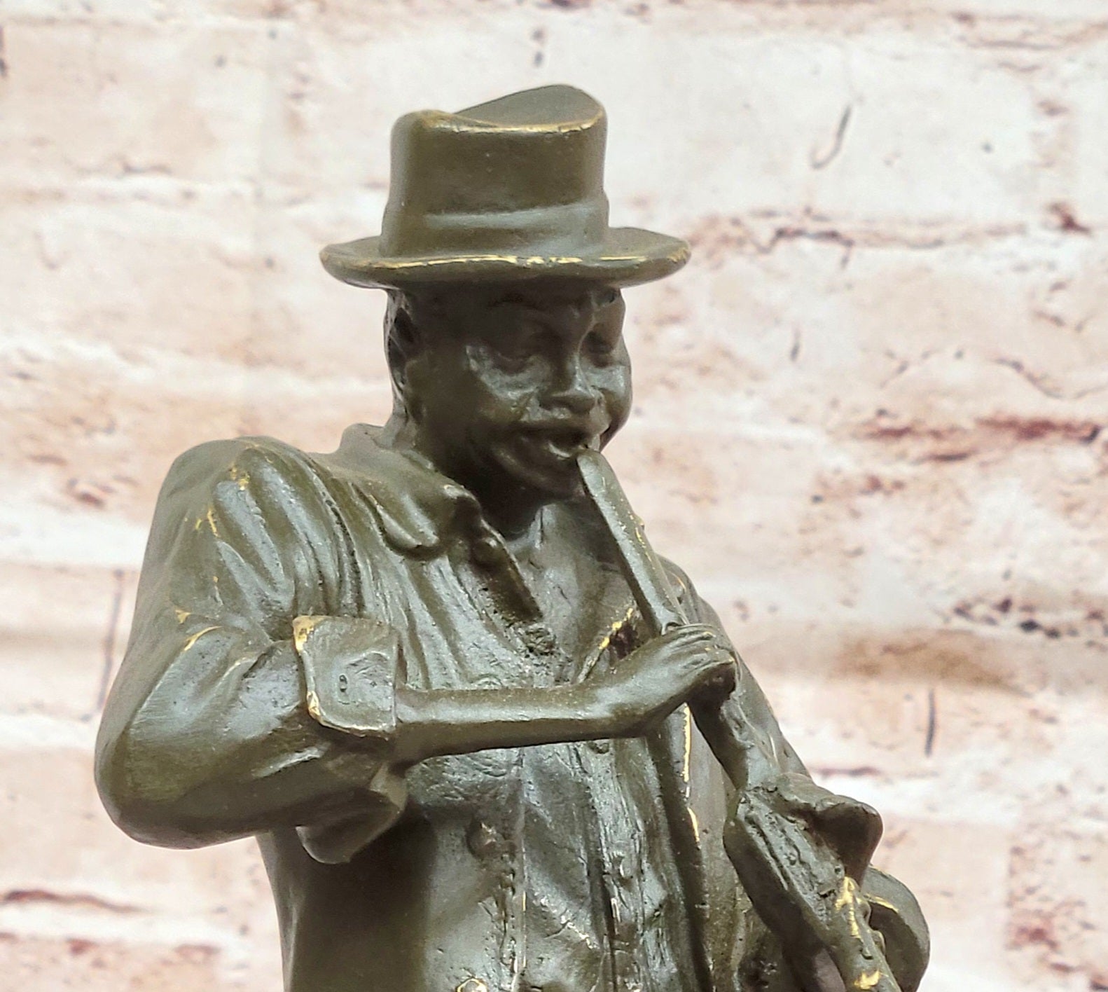 Bronze Jazz Performer - Clarinet Player with Hat