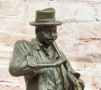 Bronze Jazz Performer - Clarinet Player with Hat