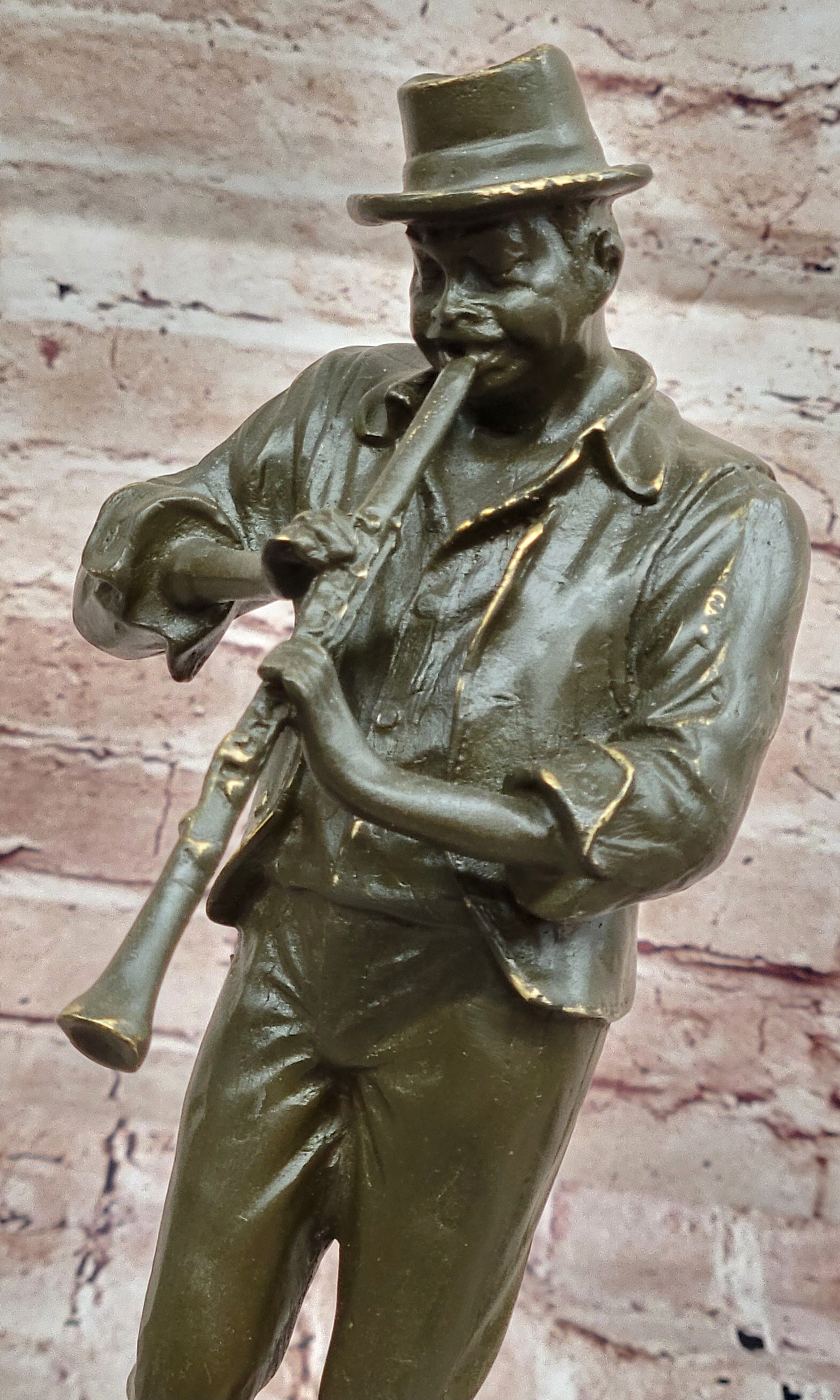 Bronze Jazz Performer - Clarinet Player with Hat
