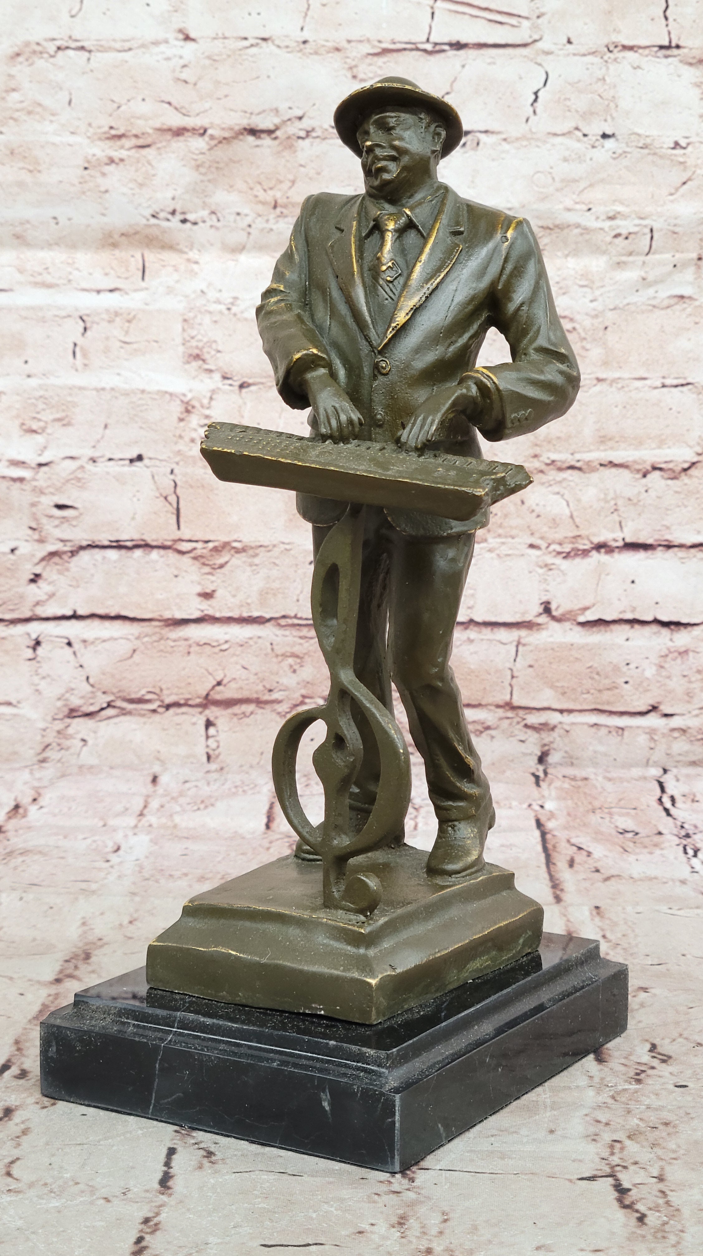 Music Conductor Bronze Sculpture with Treble Clef