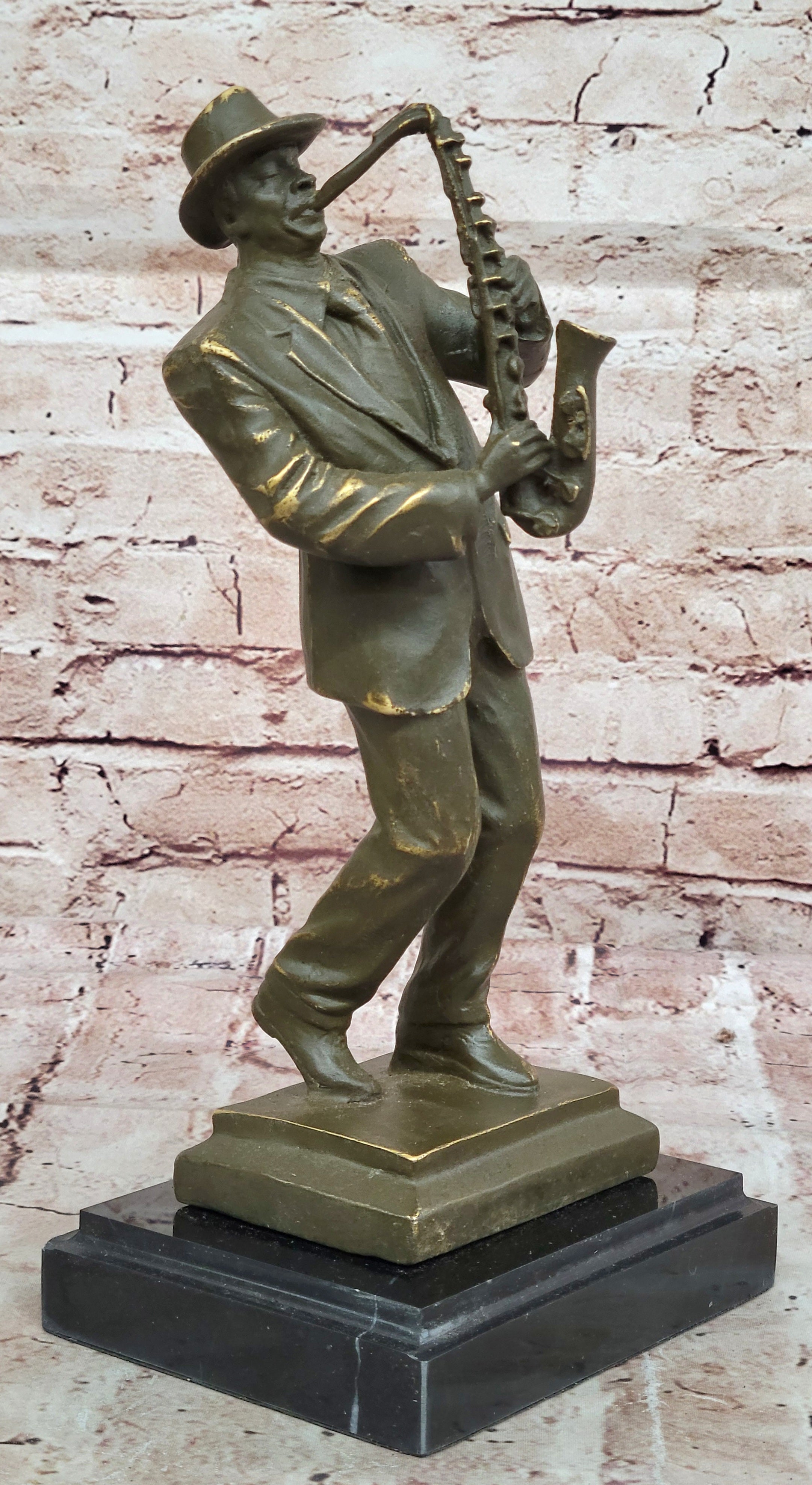 Jazz Saxophone Player Bronze Sculpture - Mid-Century Art