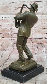 Jazz Saxophone Player Bronze Sculpture - Mid-Century Art