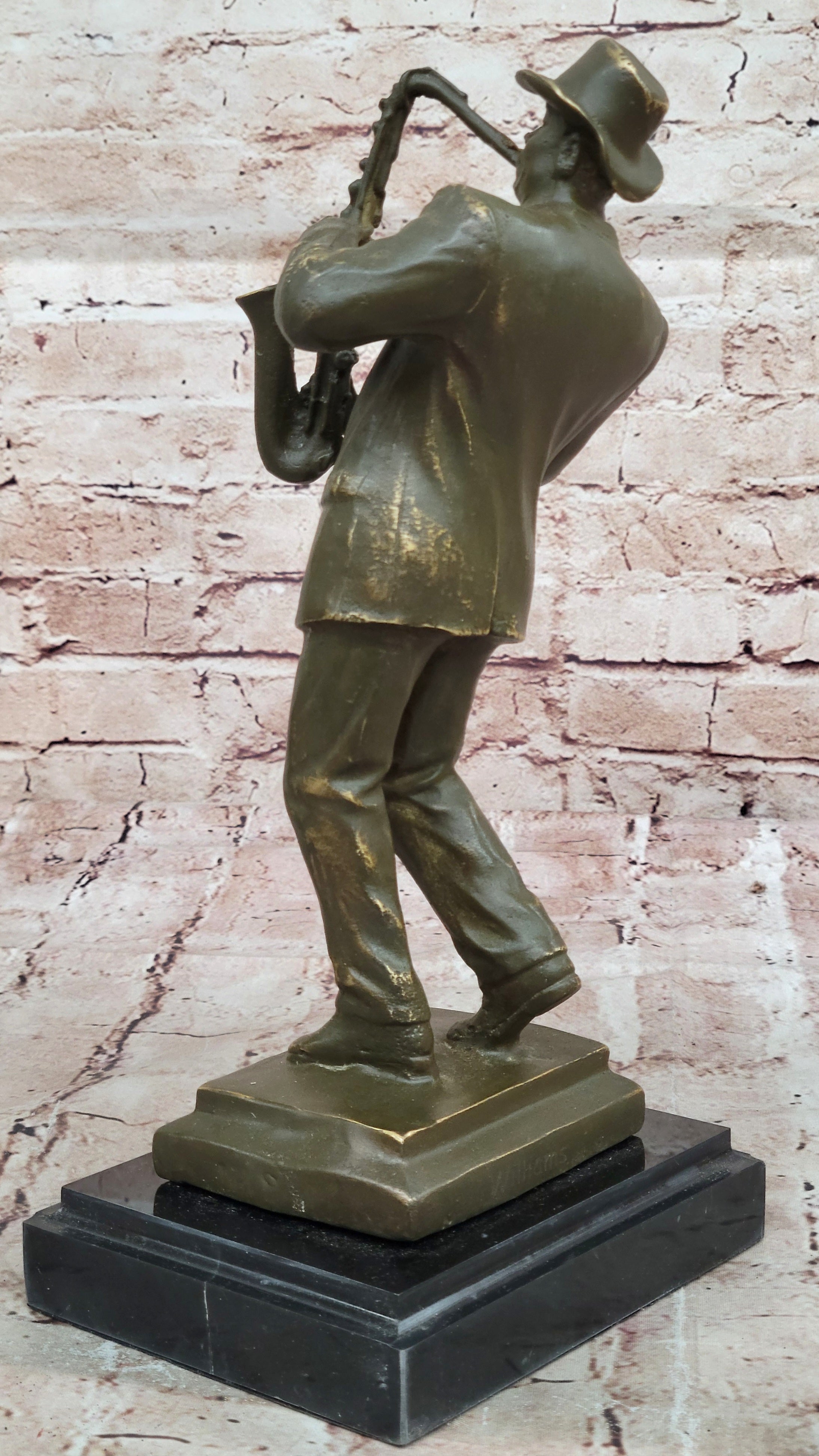 Jazz Saxophone Player Bronze Sculpture - Mid-Century Art