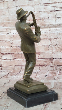 Jazz Saxophone Player Bronze Sculpture - Mid-Century Art