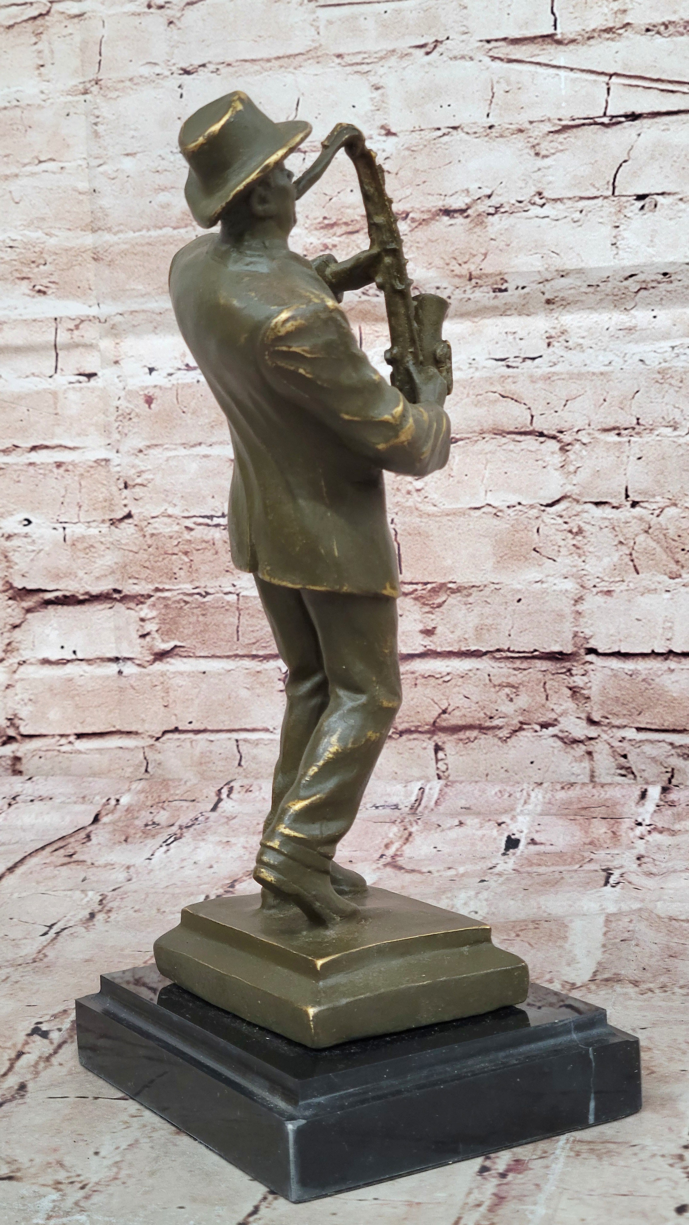Jazz Saxophone Player Bronze Sculpture - Mid-Century Art
