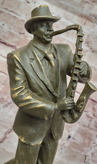 Jazz Saxophone Player Bronze Sculpture - Mid-Century Art