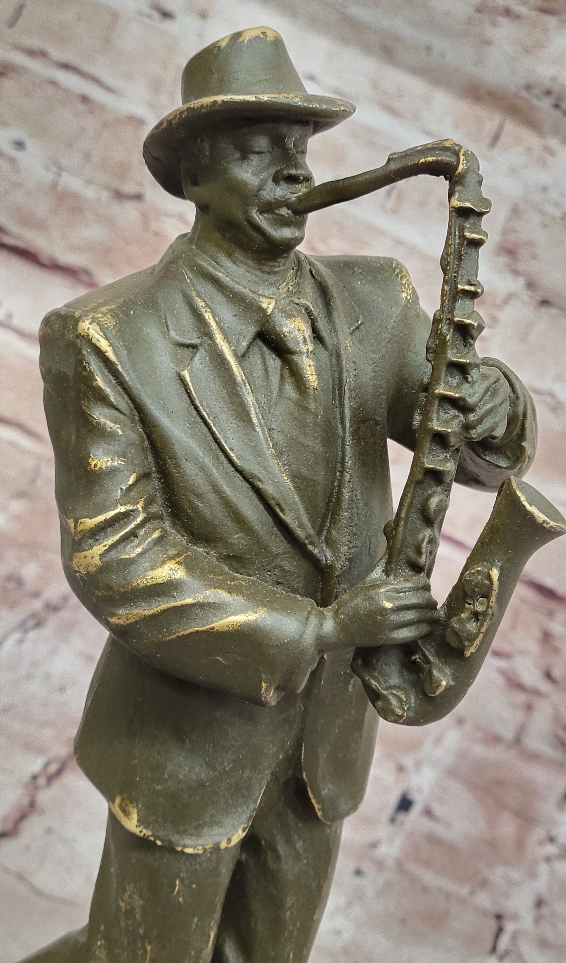 Jazz Saxophone Player Bronze Sculpture - Mid-Century Art