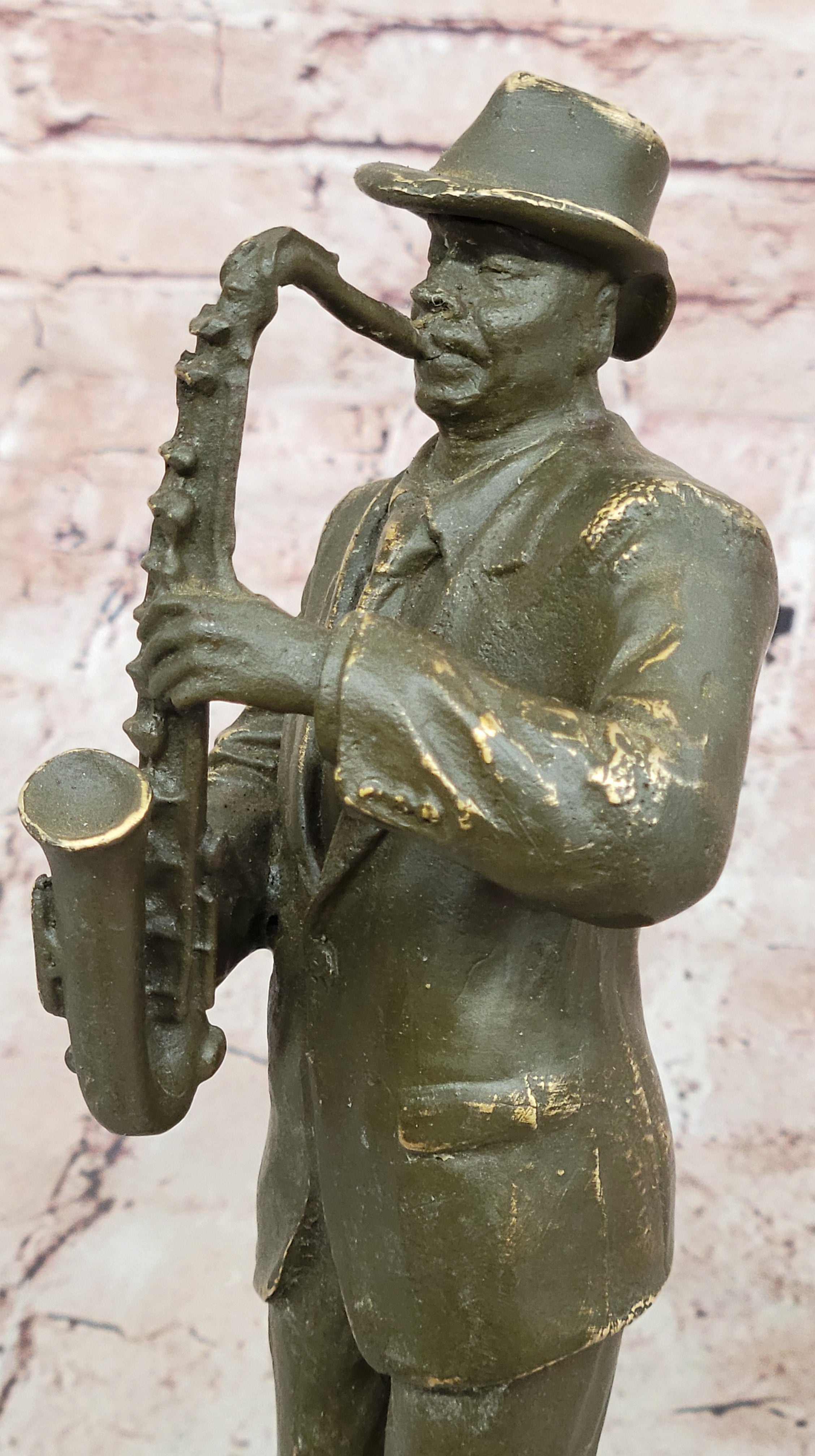 Jazz Saxophone Player Bronze Sculpture - Mid-Century Art