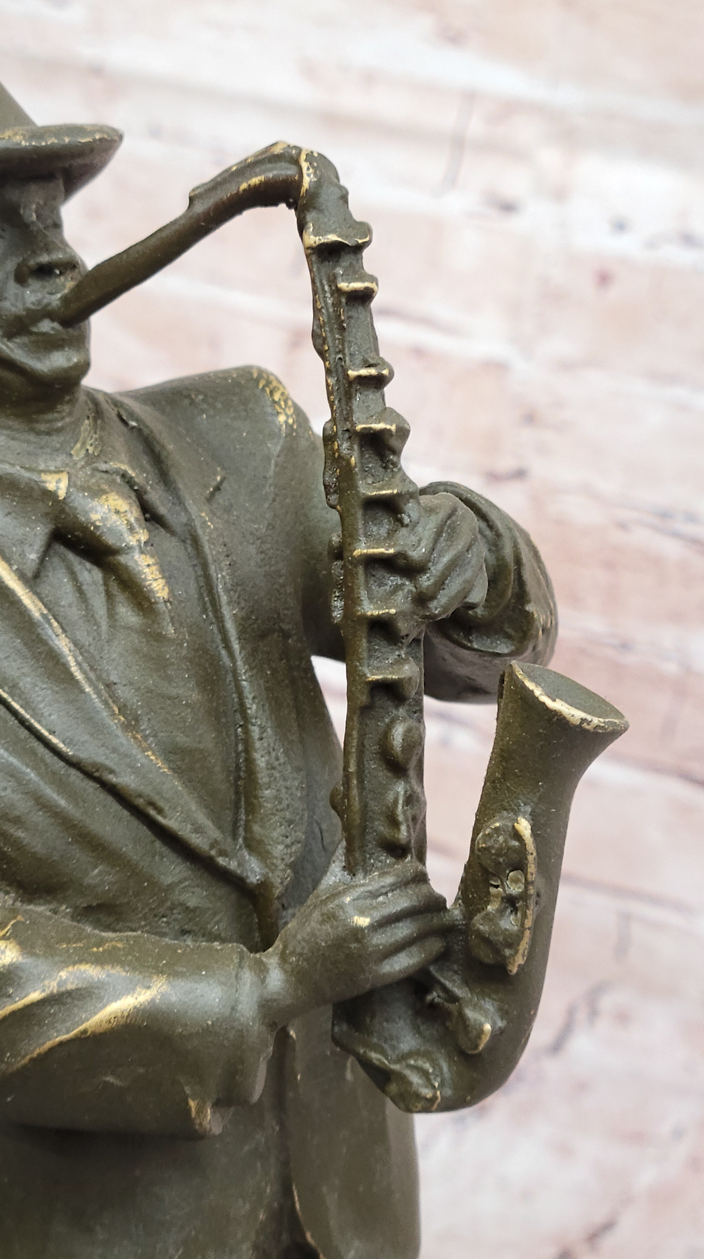 Jazz Saxophone Player Bronze Sculpture - Mid-Century Art