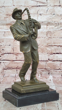 Jazz Saxophone Player Bronze Sculpture - Mid-Century Art