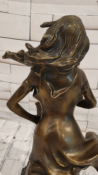 Western Style Bronze Statue: Woman Saxophone Player Home, Office, & Café Decor