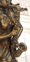 Western Style Bronze Statue: Woman Saxophone Player Home, Office, & Café Decor