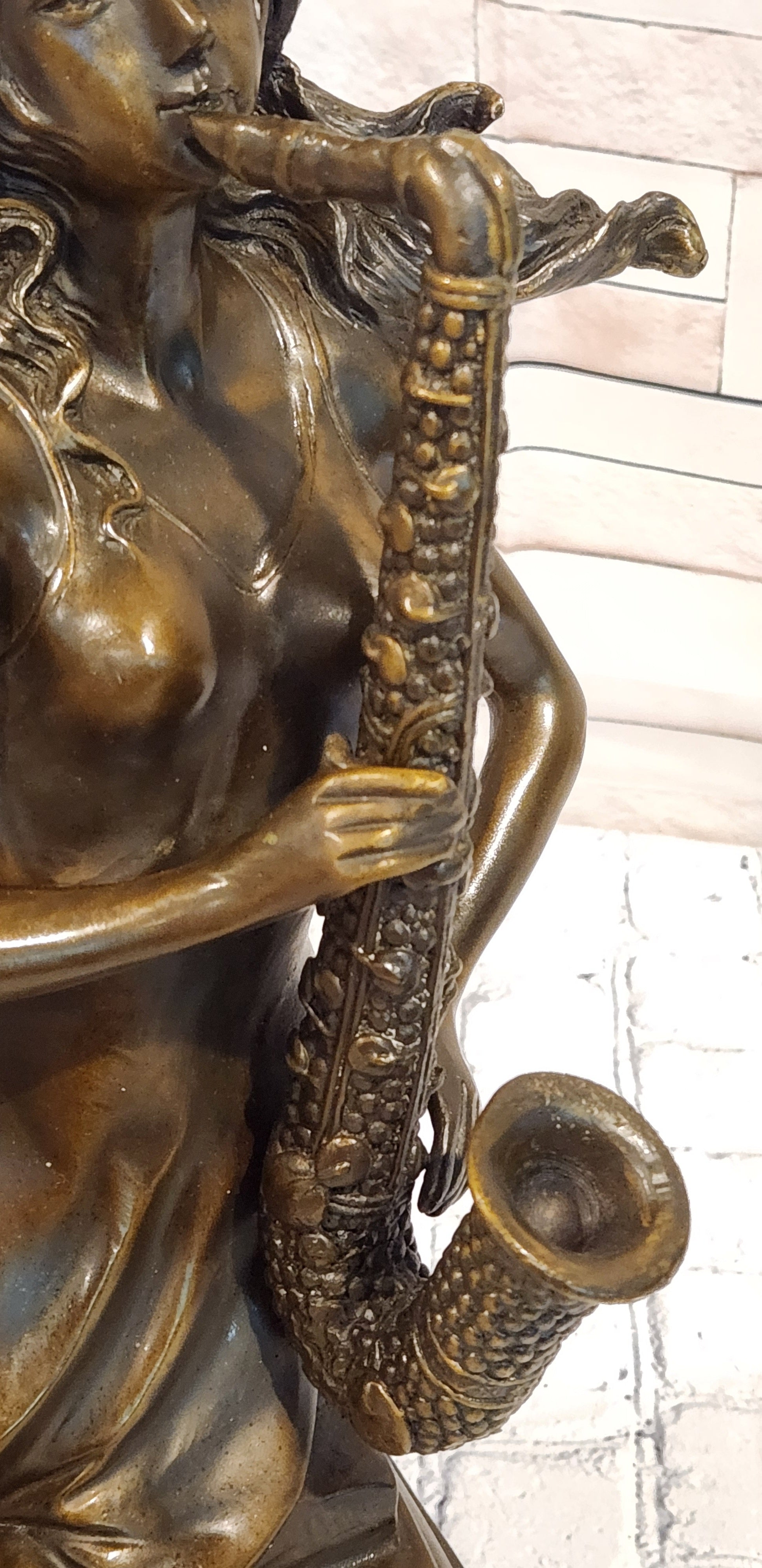Western Style Bronze Statue: Woman Saxophone Player Home, Office, & Café Decor