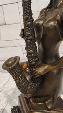 Western Style Bronze Statue: Woman Saxophone Player Home, Office, & Café Decor
