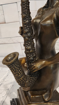 Western Style Bronze Statue: Woman Saxophone Player Home, Office, & Café Decor