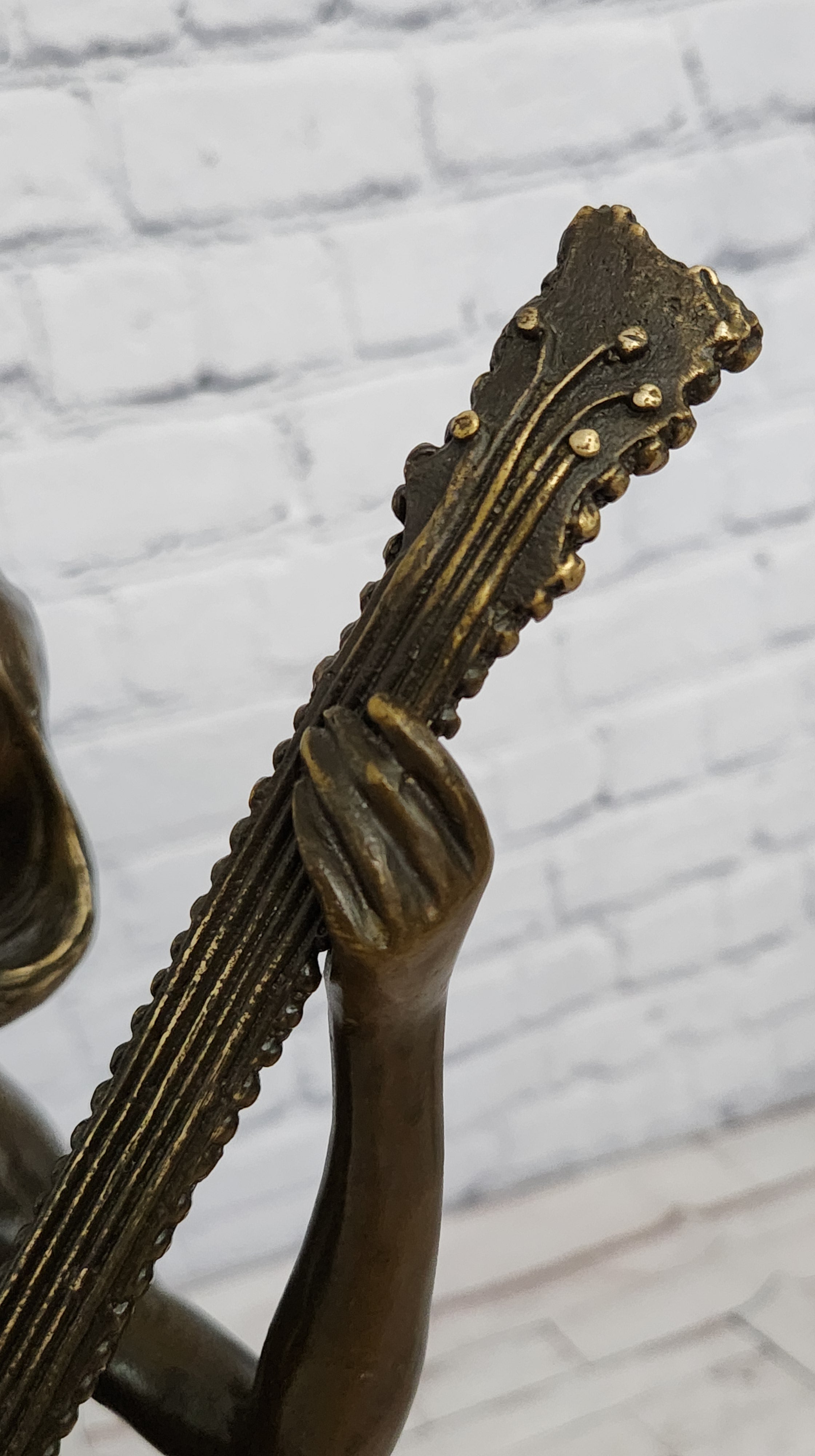 Signed Original William Woman with Guitar Bust Musician Bronze Sculpture Statue