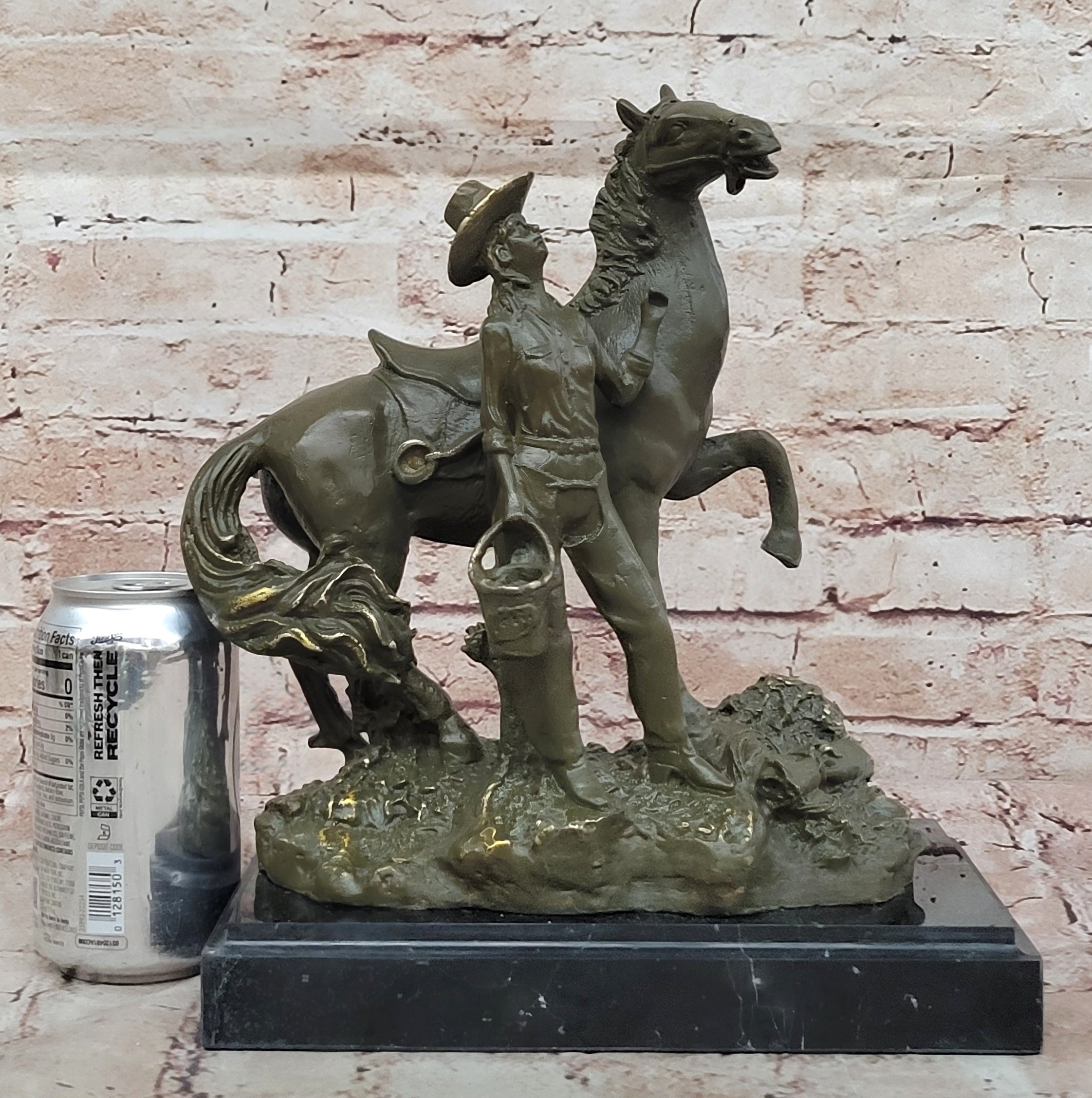 Cowgirl with Rearing Horse Bronze - Western Equestrian Art