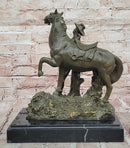Cowgirl with Rearing Horse Bronze - Western Equestrian Art