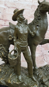 Cowgirl with Rearing Horse Bronze - Western Equestrian Art