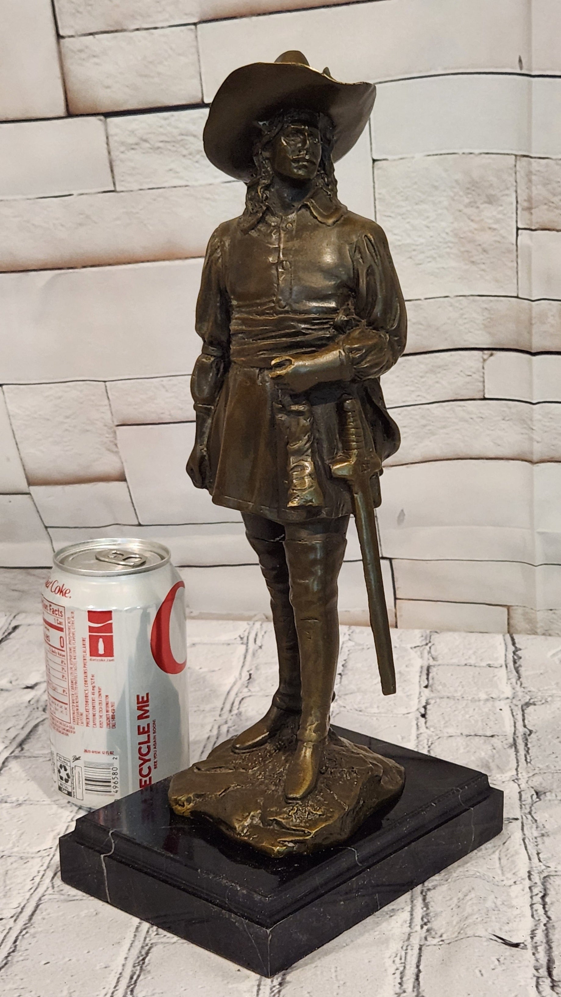 Bronze Musketeer Statue Sculpture Sword Fine Detailed Casting Signed Artist M. Lopez