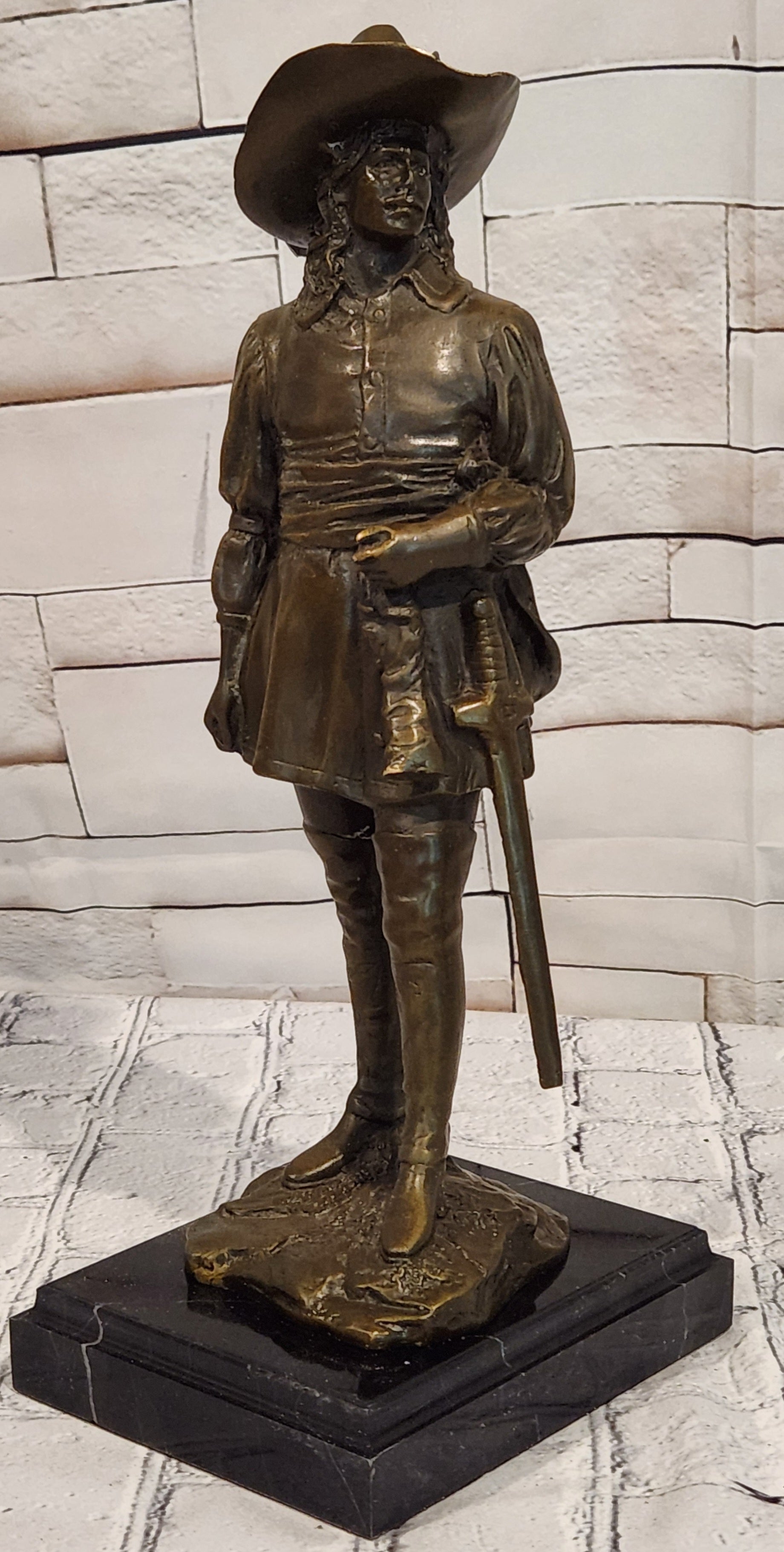 Bronze Musketeer Statue Sculpture Sword Fine Detailed Casting Signed Artist M. Lopez