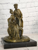 Hand Made Signed Annie Colonial Couple Romantic Bronze Sculpture Statue